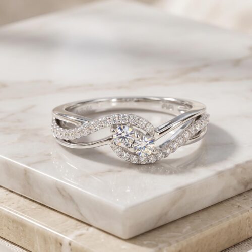 Luxury 18K White Gold Natural Diamond Ring Crafted for Elegance & Brilliance