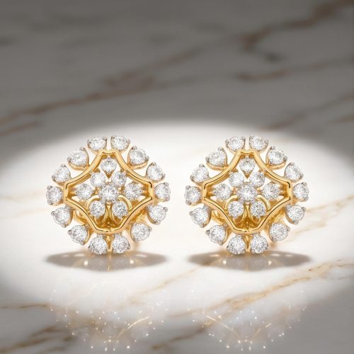 Crafted Brilliance in 14K Gold Natural Diamond Earrings