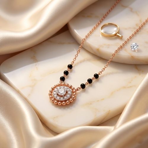 Timeless 14K Gold Mangalsutra with Natural Diamond Sparkle  Crafted to Celebrate Every Special Moment at Bafleh Jewellery