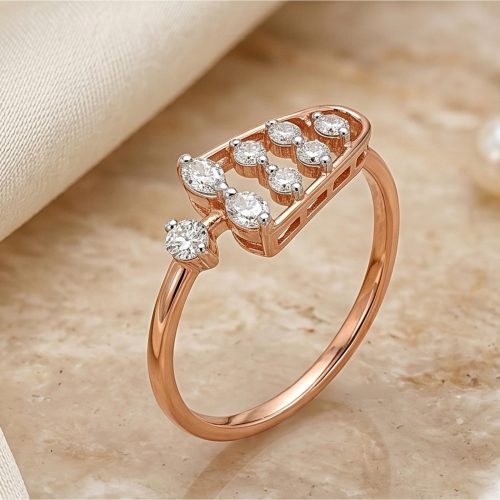 Exquisite 18K Rose Gold Diamond Ring with Natural Diamonds & IDT Certificate Bafleh Jewellery
