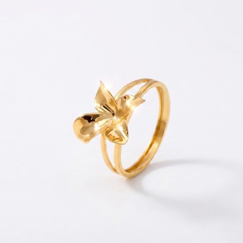 18K Gold Blooming Flower Split Band Ring