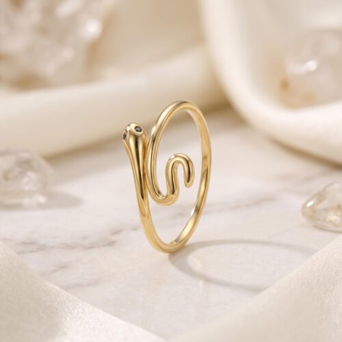 18K Gold Snake Adjustable Style Ring