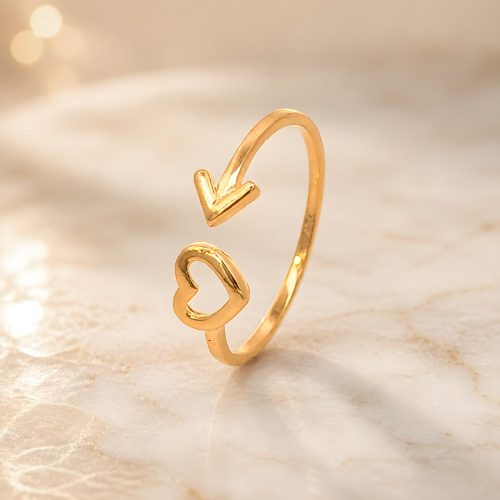 Bafleh 18K Yellow Gold Heart and Arrow Open Ring