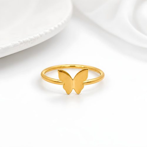 18K Gold Minimalist Butterfly Ring