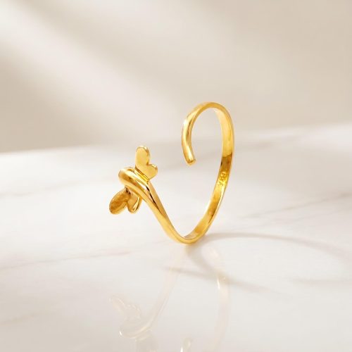 18K Gold Minimalist Dragonfly Ring