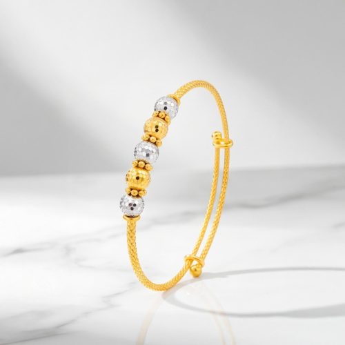 Elegant Yellow  White Gold Dual Tone Textured 21K Baby Kada  Bafleh Jewellery