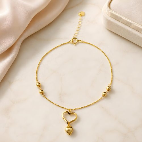 Bafleh Jewellery 18K Gold Double Heart Charm Bracelet
