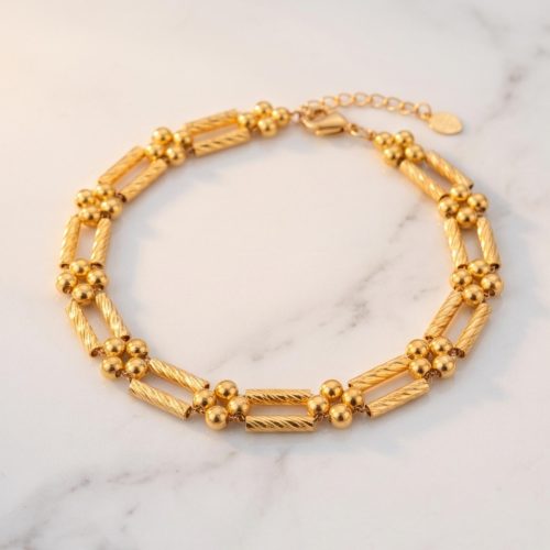 Exquisite 21K Gold Beaded Link Bracelet by Bafleh Jewellery.