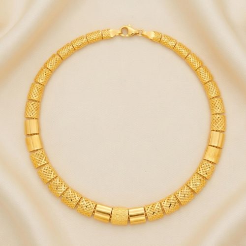 Timeless Elegance Discover the Textured 21K Gold Link Bracelet Collection by Bafleh Jewellery.
