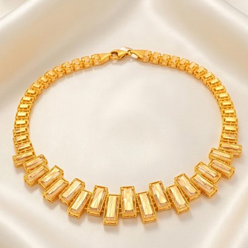 Luxury 21K Solid Gold Link Bracelet Textured Rectangular Brick Fine Jewelry by Bafleh jewellery