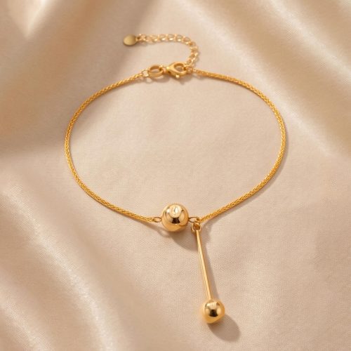 Minimalist 18K Gold Dangle Charm Bracelet