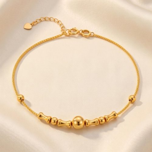 Bafleh 18K Gold Modern Bamboo  Bead Link Bracelet