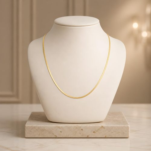 18K Yellow Gold Classic Herringbone Chain Necklace