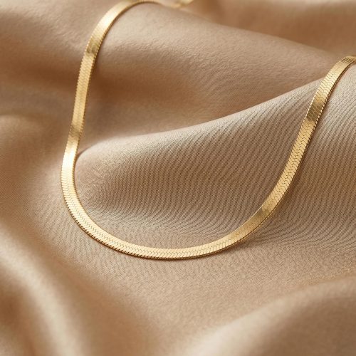 18K Yellow Gold Classic Herringbone Chain Necklace