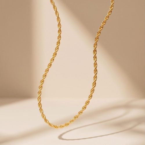 Bafleh 18K Gold Delicate Twisted Link Chain for Women