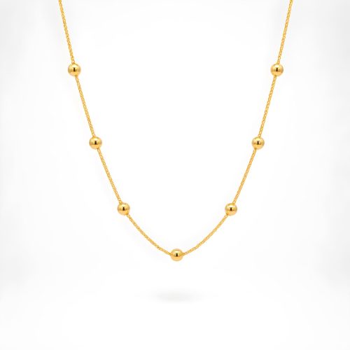 Bafleh 18K Gold Delicate Bead Chain Necklace for Women
