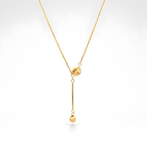 Bafleh 18K Gold Delicate Vertical Bar  Bead Drop Necklace for Women