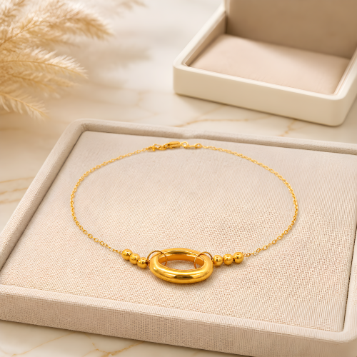 21k Gold Minimalist Oval Link Statement Bracelet by Bafleh