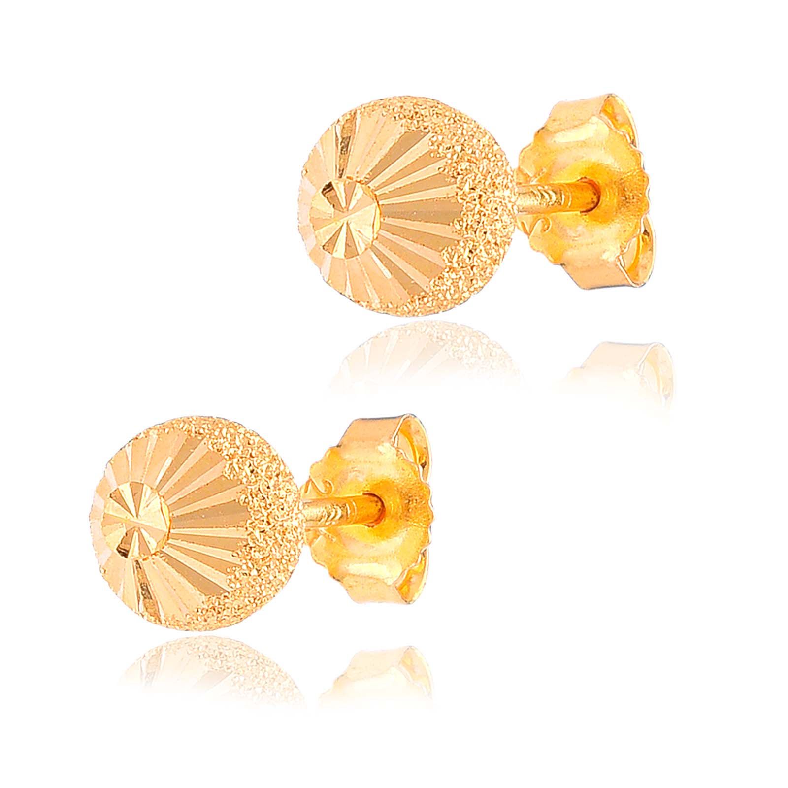Round Small 18 Karat Gold Earrings With Pink Spinel Studs For Kids