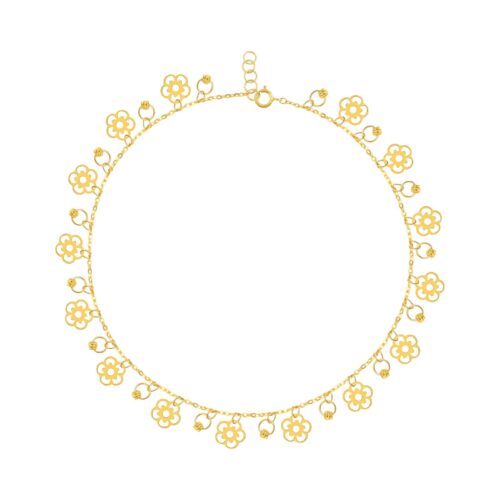 Crafted in Purity: 21K Gold Flower Anklet Masterpiece