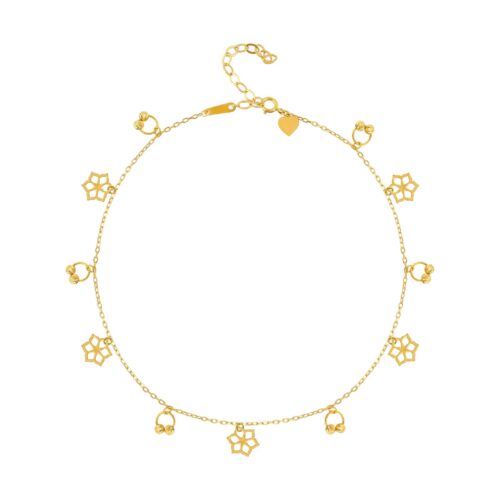 Crafted in Purity: 21K Gold Flower Anklet Masterpiece
