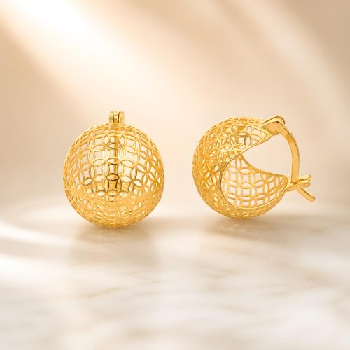 Elegant 18K Gold Ball Earrings  Timeless Beauty by Bafleh Jewellery