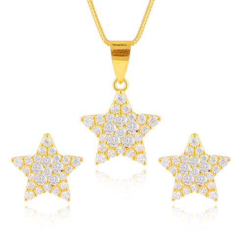 Shine Like the Stars: Elegant 22kt Gold Star Pendant Set