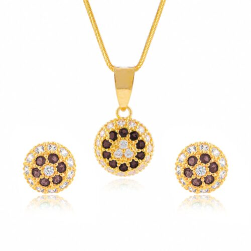 Minimalist Luxury: Round 22kt Pendant Set for the Modern Woman