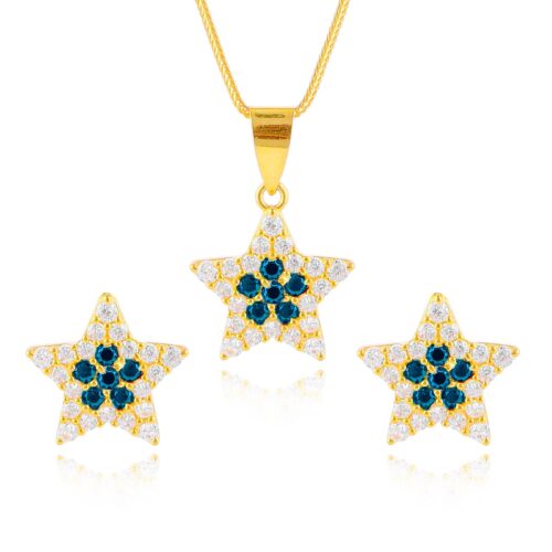 Starstruck Elegance: 22kt Gold Pendant Set with Cosmic Beauty