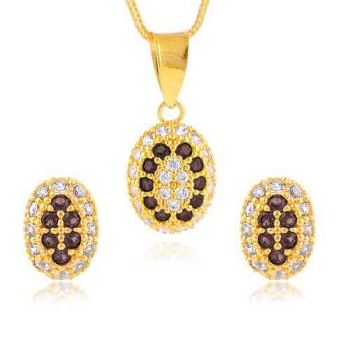 Celebrate Elegance: 22kt Gold Oval Pendant Set for Special Moments