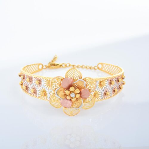 Majestic Motifs: Floral and Filigree Designs in 22kt Gold Bangles