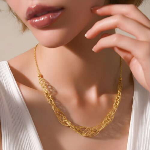 Shine Brighter with Our 21K Yellow Gold Lightweight Necklace Collection Only at Bafleh Jewellery