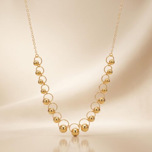Bafleh Jewellery 21K Yellow Gold Interlocking Circle and Sphere Choker Necklace