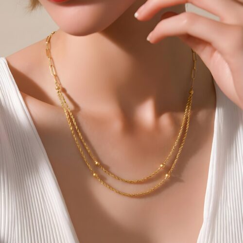 Pure Brilliance in 21K Yellow Gold: A Lightweight Necklace Crafted for Everyday Luxury