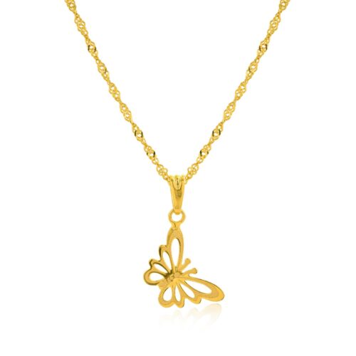 Timeless Charm: 21K Gold Necklace with Butterfly Design