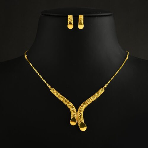 Unveil the Charm of Subtle Sophistication with Bafleh?s Lightweight 22kt Gold Necklace Set ? Perfect for Every Occasio