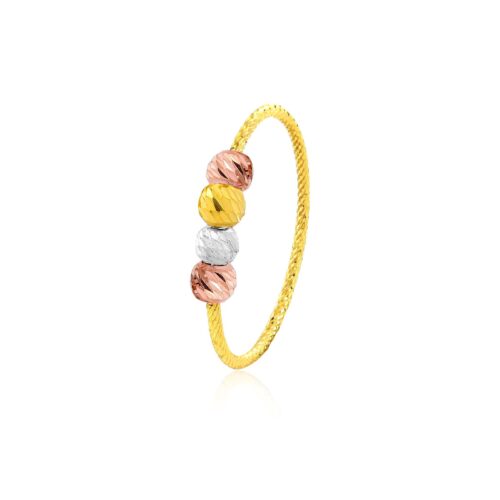 Artistic Craft in Every Detail 22kt Gold Ball Ring with Floral Accent
