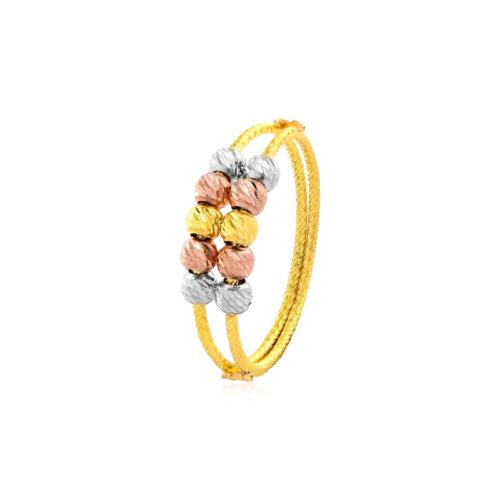 Modern Charm Meets Tradition 22kt 3 Tone Gold Ball Ring
