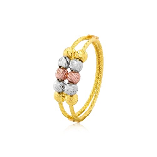 Celebrate Color in Gold Ball Ring in 3-Tone 22kt Design