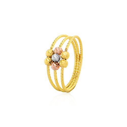 Crafted to Perfection 22kt Ball Ring with a Floral Twist