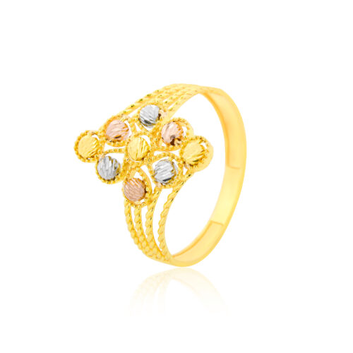 Timeless Tricolor Bold and Beautiful 21K 3-Tone Gold Ring