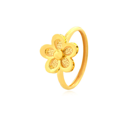 Royal Bloom 21K Gold Ring with Intricate Floral Detailing