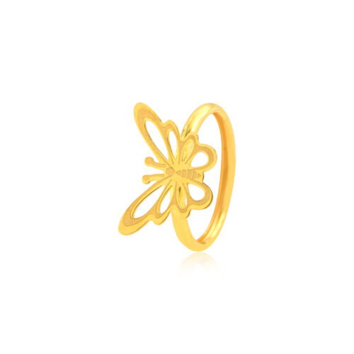 Golden Flutter Graceful 21K Butterfly Ring in Yellow Gold