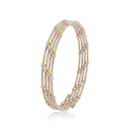 Elevate Your Elegance with the Stunning Spring Bangle Featuring Beats Design in 18K Gold Exclusively at Bafleh Jewellery