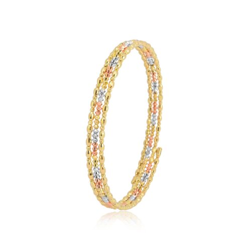 Add a Touch of Luxury to Your Look with the Exquisite Spring Bangle in 18K Gold with Intricate Beats Detailing