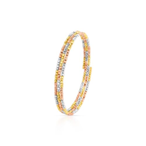 Make Every Moment Sparkle with the Elegant 18K Gold Spring Bangle with Beats Design ? Available at Bafleh Jewellery