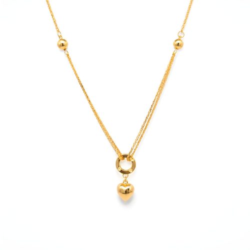 Elegant 18K Gold Heart-Shaped Necklace by Bafleh Jewellery