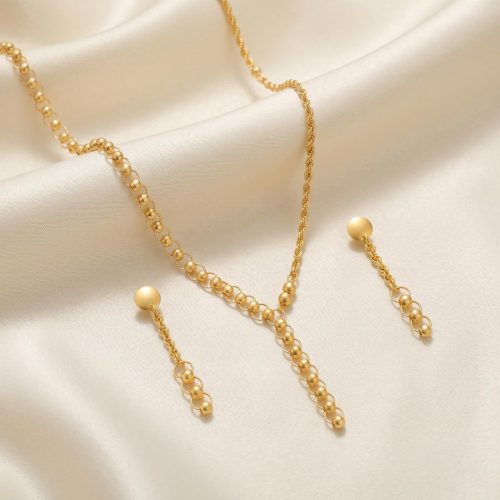 Timeless Beauty in 21K Gold ? Lightweight Necklace Set at Bafleh Jewellery