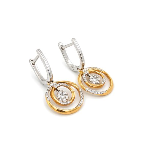 Radiant 18K Gold Hoop Earrings in White and Yellow Gold with Natural Diamond Detailing | Available Now at Bafleh Jewellery