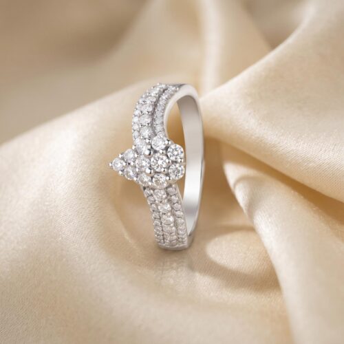 Crafted for Elegance, Designed for Forever Discover the Beauty of 18K White Gold Natural Diamond Rings at Bafleh Jewellery